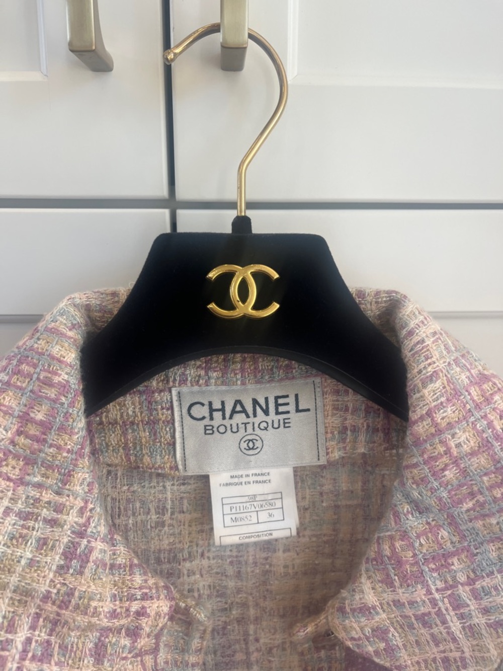 CHANEL COTTON BLAZER - lightweight, dress up or down , with Chanel hanger